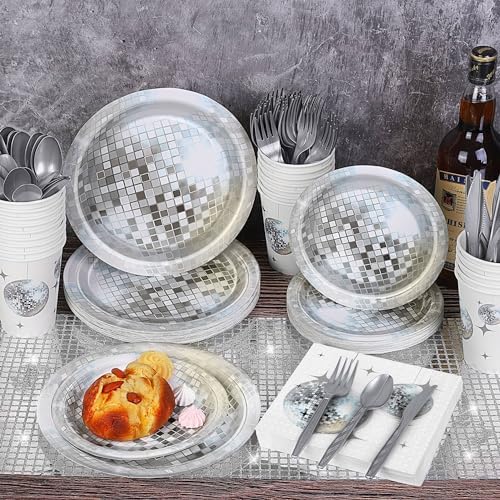 Durony 176-Piece 70s 80s Disco Tableware Set