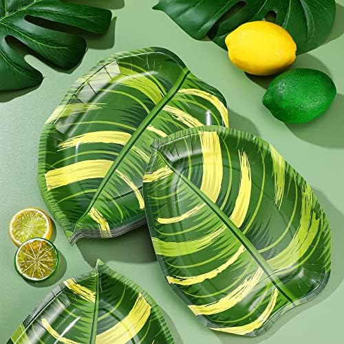 Nuanchu 100 Pcs Tropical Turtle Leaf Party Plates