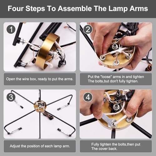 ZUYURT Black Chandelier 6-Light Farmhouse Ceiling Light Fixture with Chain