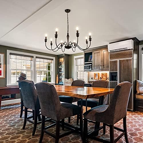 LynPon Farmhouse Chandelier 8 Light Industrial Black