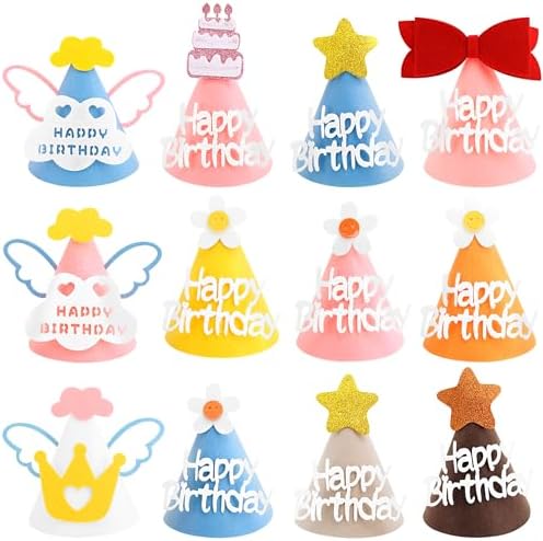 CANREVEL 12 pcs Birthday Party Hats for Kids and Adults