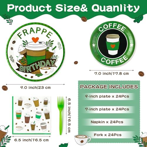 Frappe Coffee Themed Party Tableware Set 96Pcs