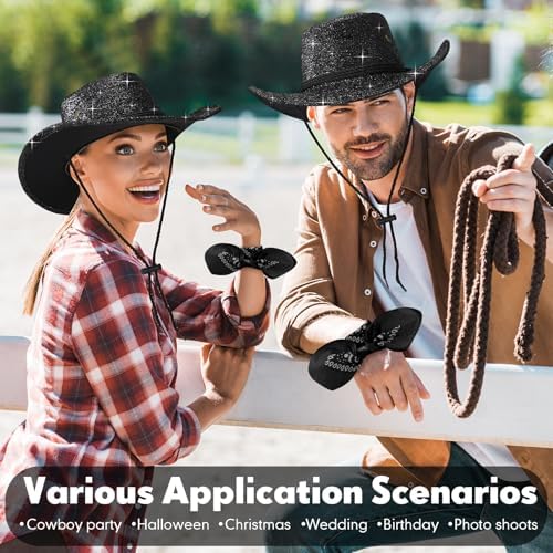 Zhanmai 12 Pcs Cowboy Hat and Bandana Set