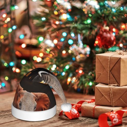 Salelf Elephant Santa Hat for Kids Christmas Plush Headwear