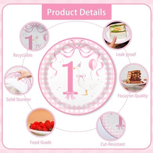 MEHOFOND 168pcs Silly Goose Birthday Plates Set for Girls