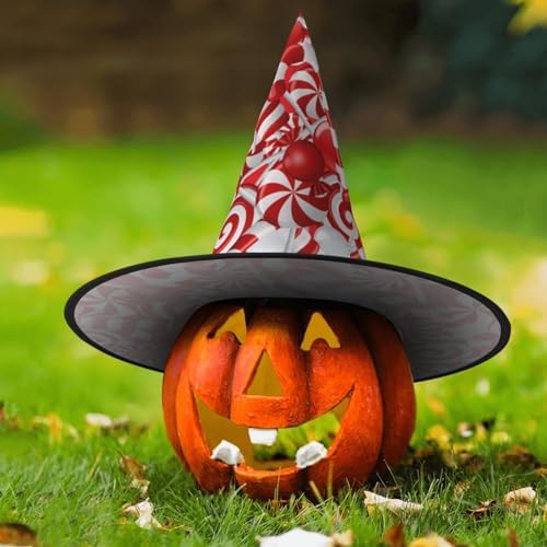 Candy Canes Print Witch Party Hat for Halloween and Carnival