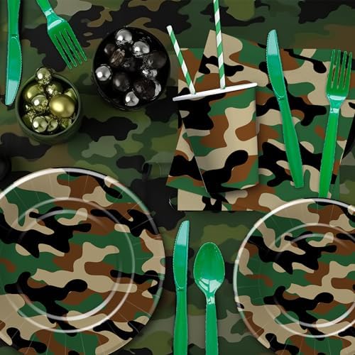 Camouflage Plates Napkins Party Decorations Set for 24 Guests