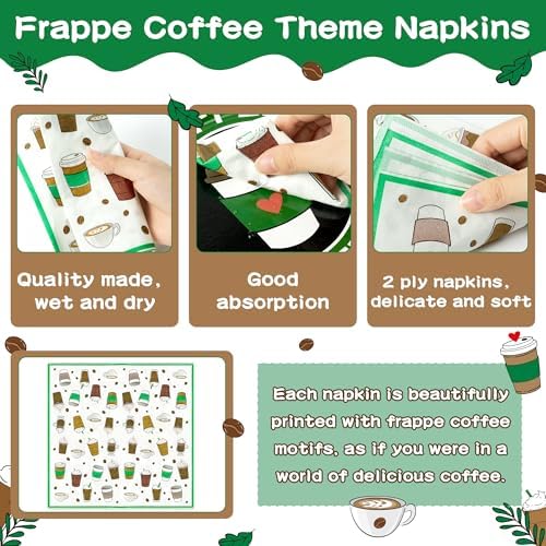Frappe Coffee Themed Party Tableware Set 96Pcs