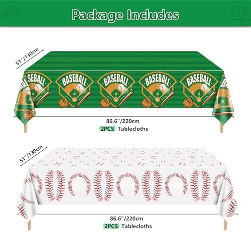 4-Pack Baseball Themed Tablecovers for Parties