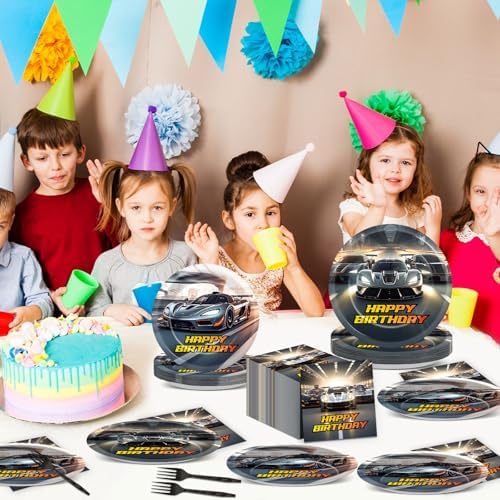 96PCS Race Car Themed Party Plates and Napkins Set
