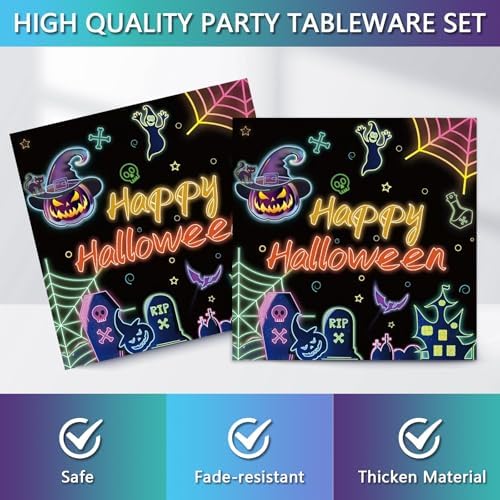 170PCS Halloween Party Plates Napkins Set Serves 24 Guests