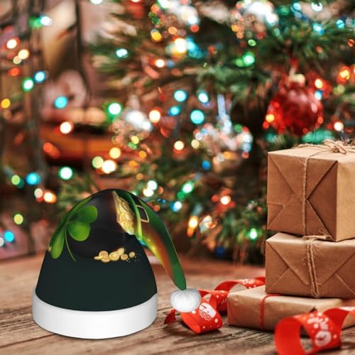 St Patrick Day Santa Hat for Kids Baby Plush Christmas Party Headwear