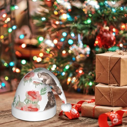Salelf Puppies and Flowers Santa Hat for Kids