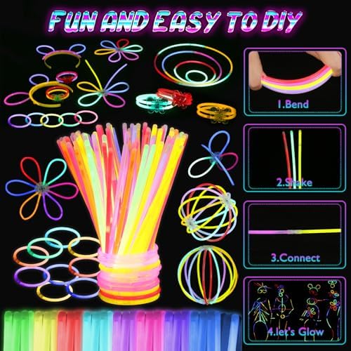 442pcs Glow Sticks Party Pack with LED Glasses and Accessories