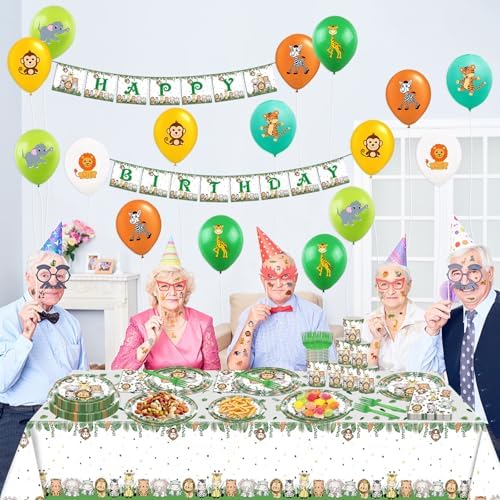 Safari Animal Birthday Party Supplies Set 108Pcs Serve 16