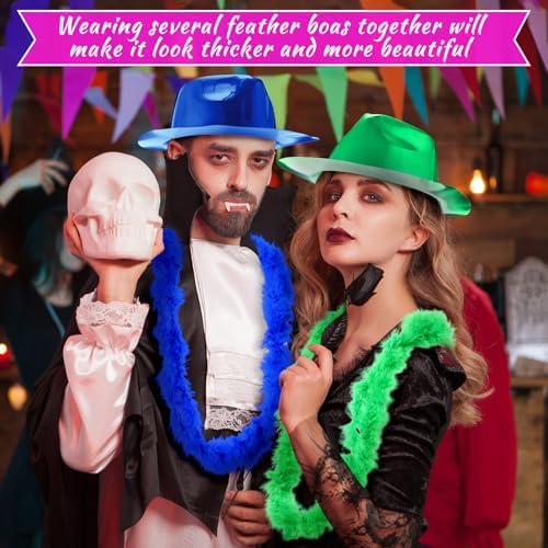 JaGely 48 Pcs Halloween Neon Party Hats and Boas