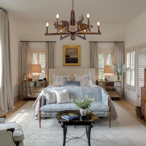 TOCHIC Western Forest Bear Chandelier for Living Room