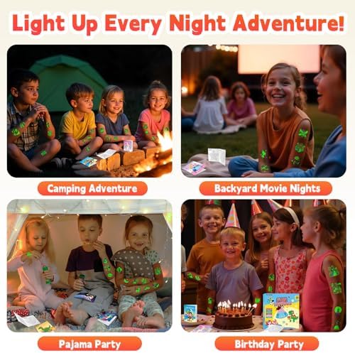 PARTYWIND 576PCS Glow Temporary Tattoos Kids Party Favors with Maze Games