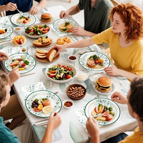 40 Pcs Sage Green Plates and Napkins Set