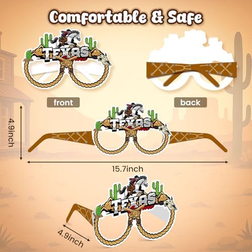 LovesTown 36PCS Western Party Favors Paper Glasses