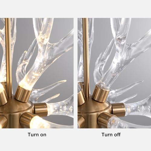 LOVEDIMA Resin Antler Chandelier 9 Light Gold