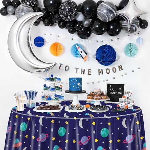 Outer Space Tablecloths 84x84 Inch 3 Pack for Birthday Party