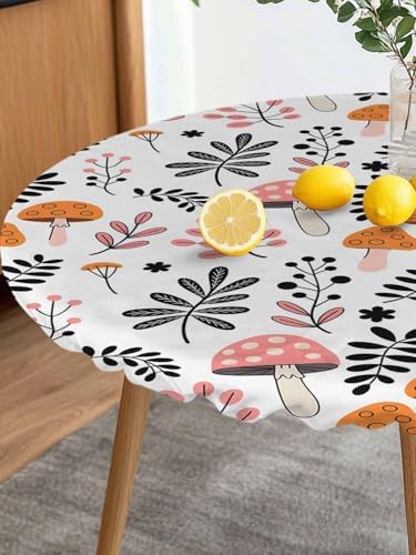 Zankwfner Elastic Waterproof Tablecloth for 55-60 Round Tables
