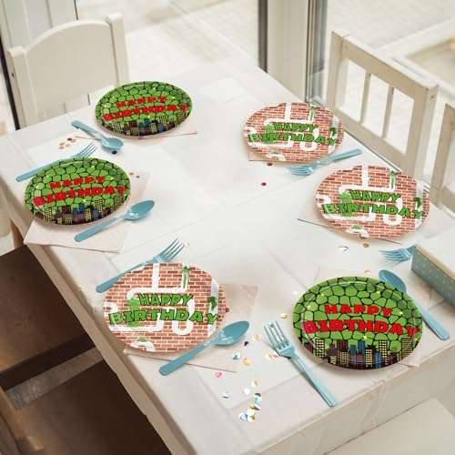 Zhehao 50 Pcs Ninja Themed Plates 7 Inches Green