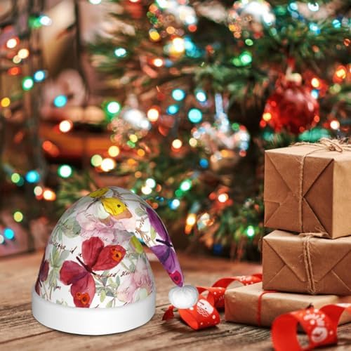 Butterflies Santa Hat for Kids Baby Christmas Plush Headwear