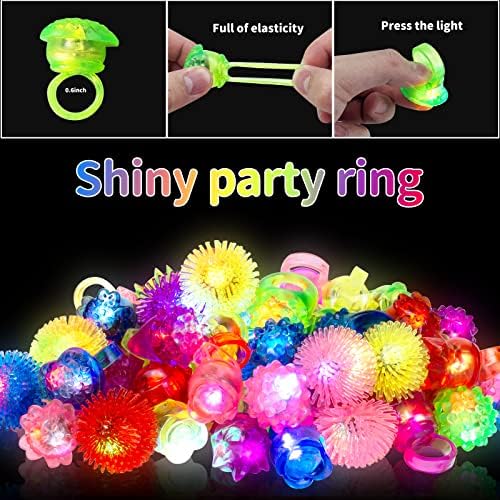 65 Piece Glow in the Dark Party Favor Rings Set