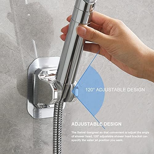 Adjustable Handheld Shower Head Holder No Drilling Silver