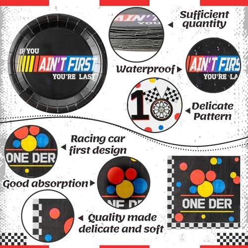 Racing Car First Birthday Party Supplies Set for 24 Guests