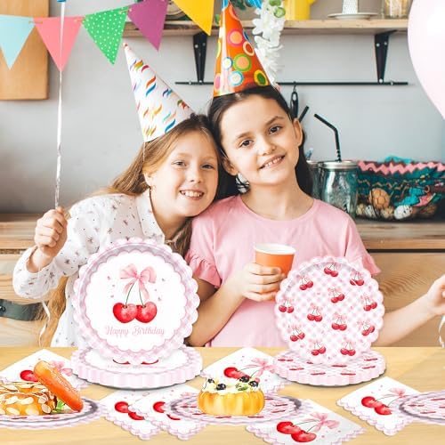 150pcs Cherry Plates Napkins Birthday Party Supplies