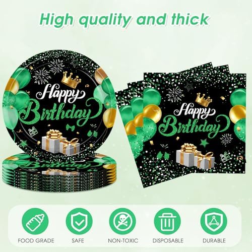 Green Birthday Tableware Set for Men Boys Serves 20