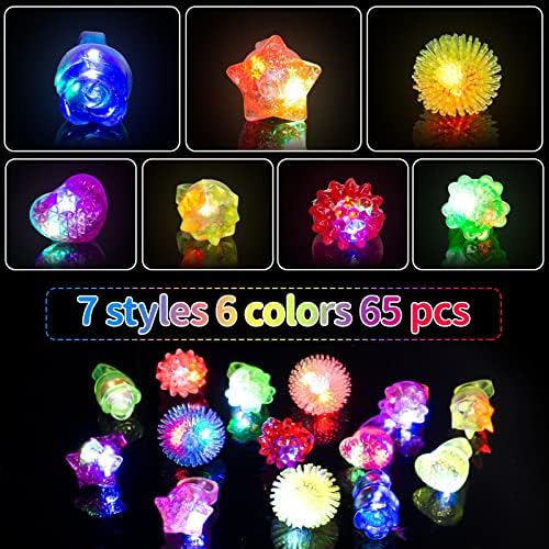 65 Piece Glow in the Dark Party Favor Rings Set