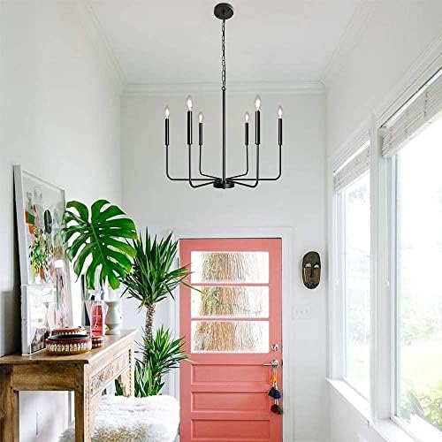 ALISADABOY Black Chandelier 6 Light Farmhouse Pendant Lighting