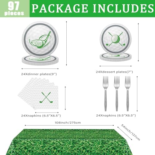 Golf Party Tableware Set for 24 Guests