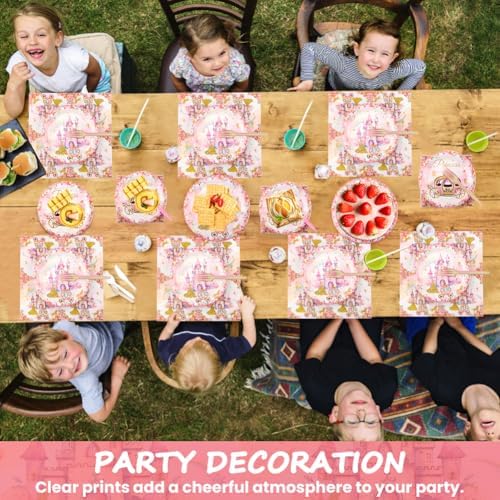 Princess Castle Party Tableware Set 96Pcs for 24 Guests