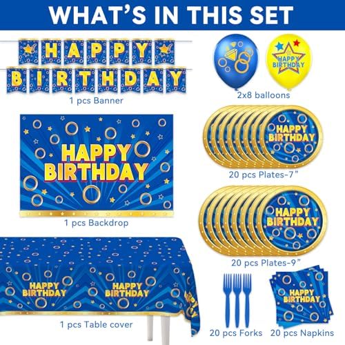Super Hero Hedgehog Party Supplies Kit with Decor and Tableware