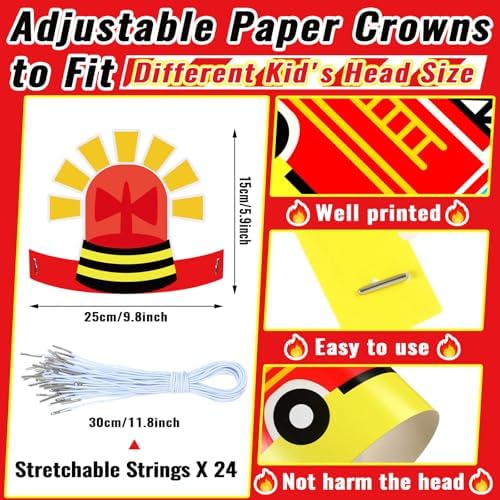 24 Pcs Fire Control Party Hats for Kids