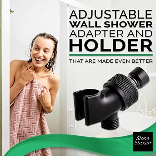 StoneStream Adjustable Wall Shower Adapter and Holder - Matte Black