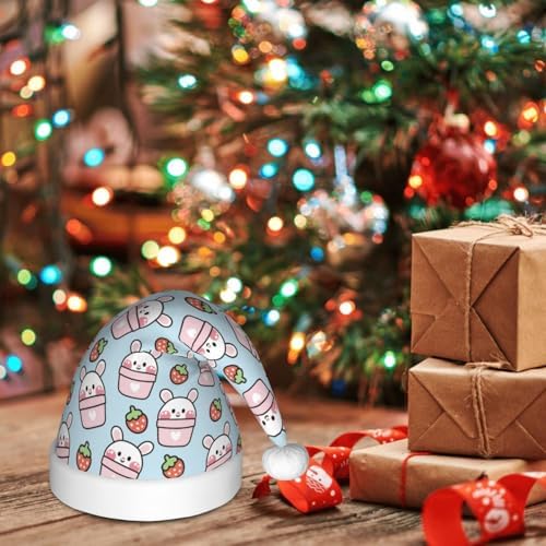 Cute Rabbit Strawberry Santa Hat for Kids