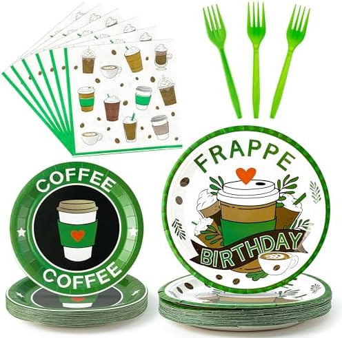 Frappe Coffee Themed Party Tableware Set 96Pcs