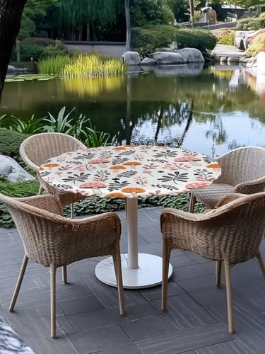 Zankwfner Elastic Waterproof Tablecloth for 55-60 Round Tables