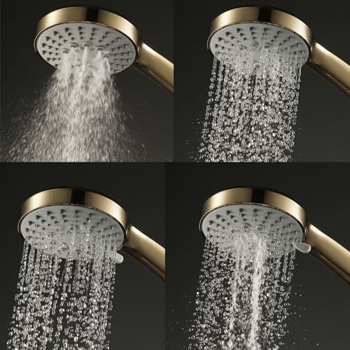 Brushed Gold Handheld Showerhead with 5 Spray Modes