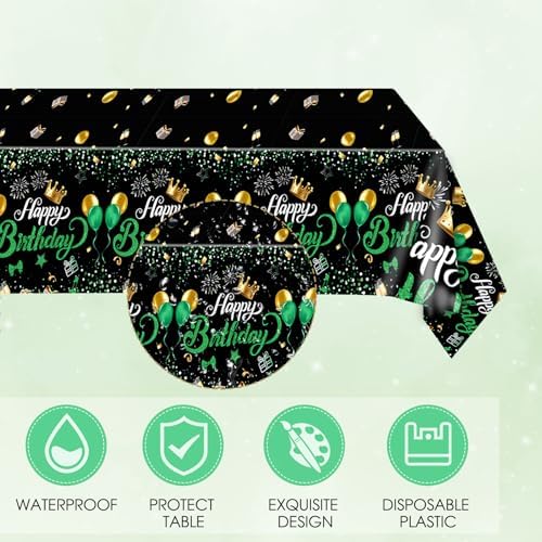 Green Birthday Tableware Set for Men Boys Serves 20