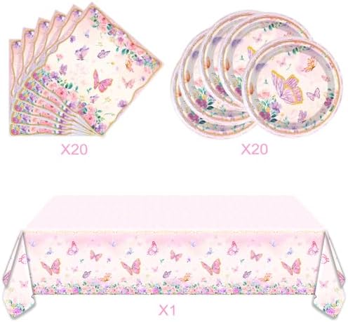 OULUN Butterfly Party Plates Set for 20
