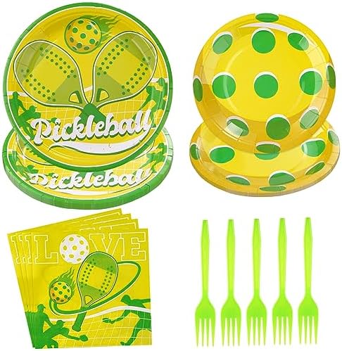 Grencian 96Pcs Pickle Ball Party Tableware Set