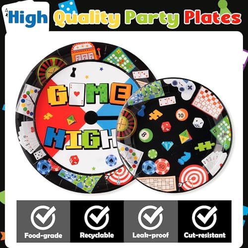 96Pcs Game Night Party Plates for 24 Guests