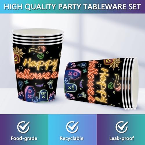 170PCS Halloween Party Plates Napkins Set Serves 24 Guests